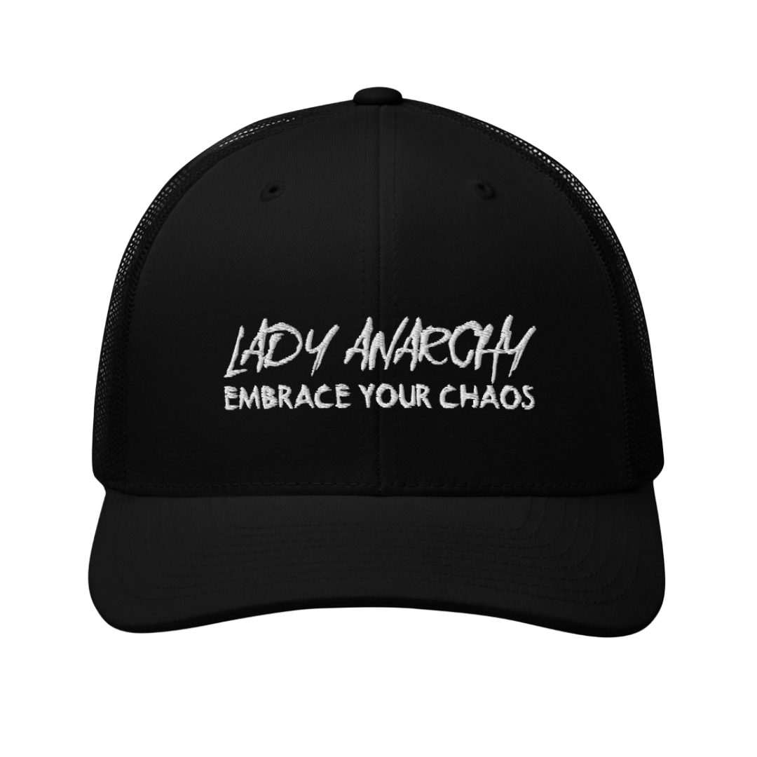 Embroidered Trucker Cap - Lady Anarchy - Embrace Your Chaos